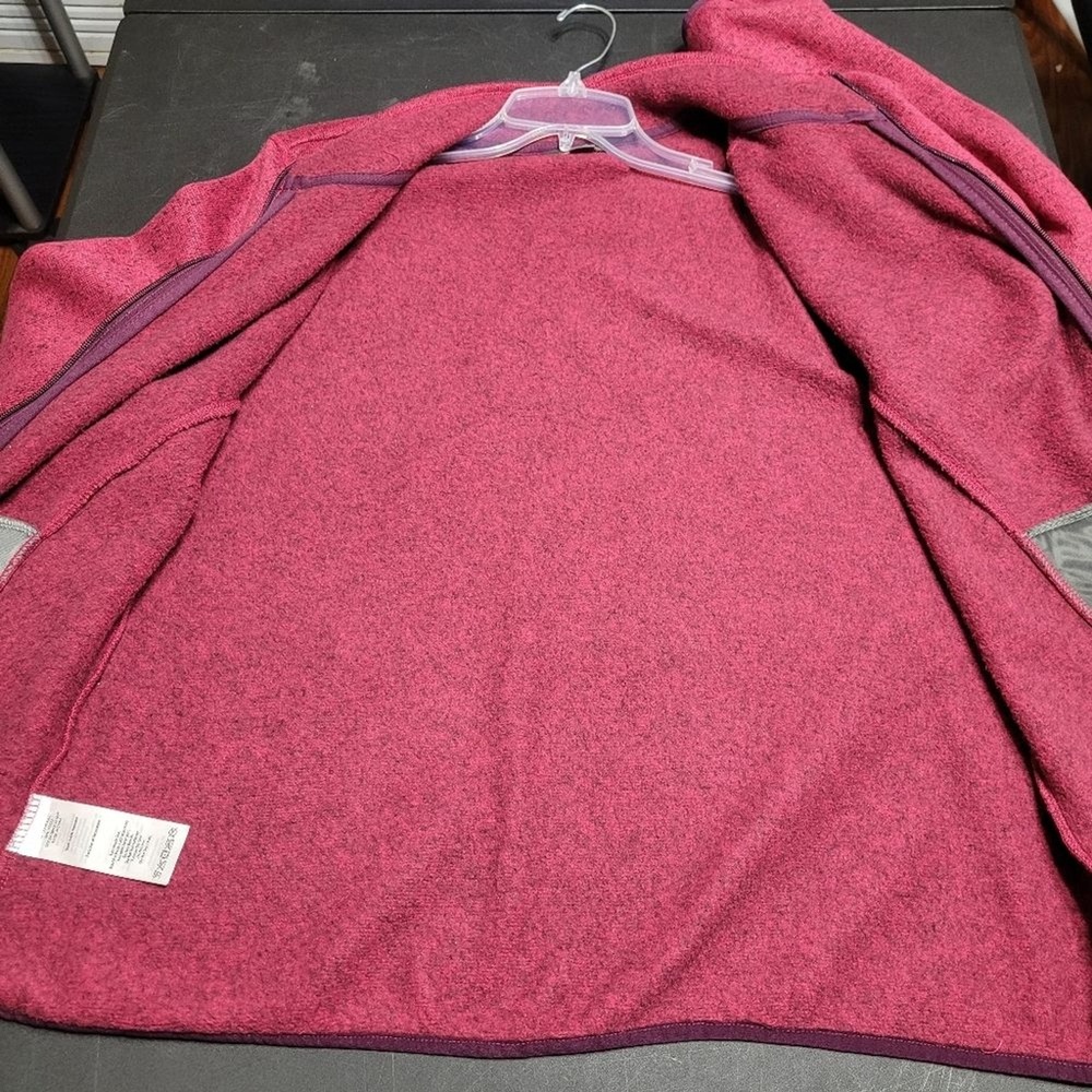 Eddie Bauer Dark Pink Full Zip Mock Neck Casual Fleece Jacket Women's Large - Picture 4 of 8